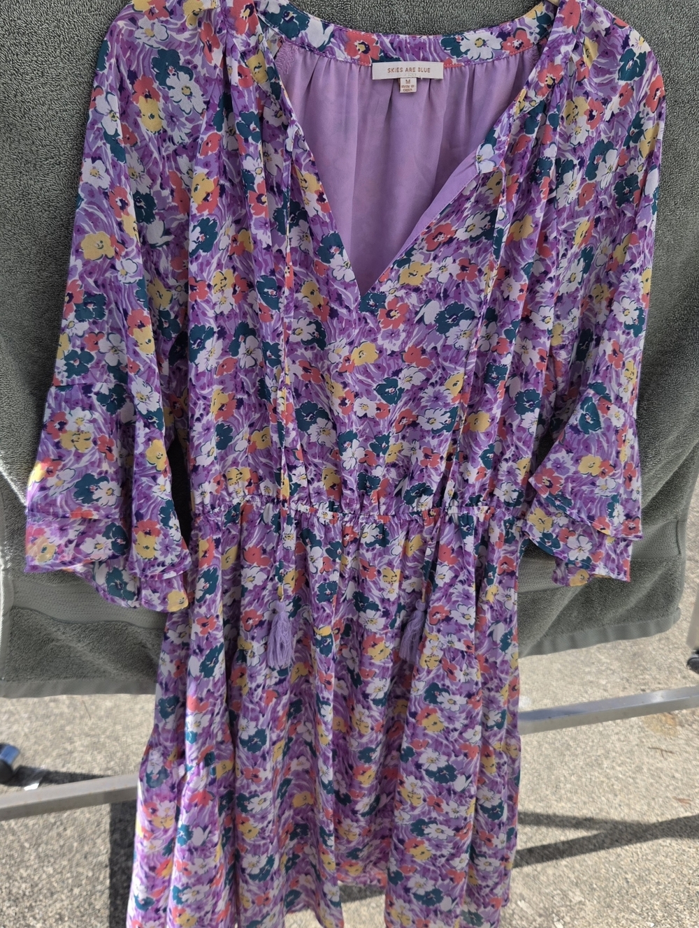 Ruffled Lavender Floral Midi Dress by SKIES ARE BLUE